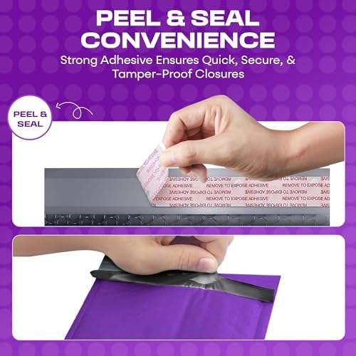 Purple Bubble Mailers 4x8, Self Seal Poly Padded Envelopes #000, 500 Pack - Image 3