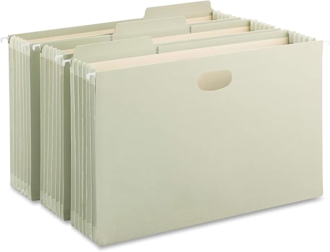 Smead FasTab Hanging Pocket with TUFF Construction and Full-Height Gusset, 5-1/4" Expansion, 1/3-Cut Built-in Tab, Legal Size, Moss, 9 per Box (64324) by SMEAD