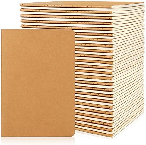 EUSOAR Notebooks College Ruled, 48pcs A5 5.5"x8.3" 60 Pages Soft Cover Kraft Lined Subject Journal Notebooks, Writing Note Pads Sketchbook Memo Composition,for School Office College Work Note Taking by EUSOAR