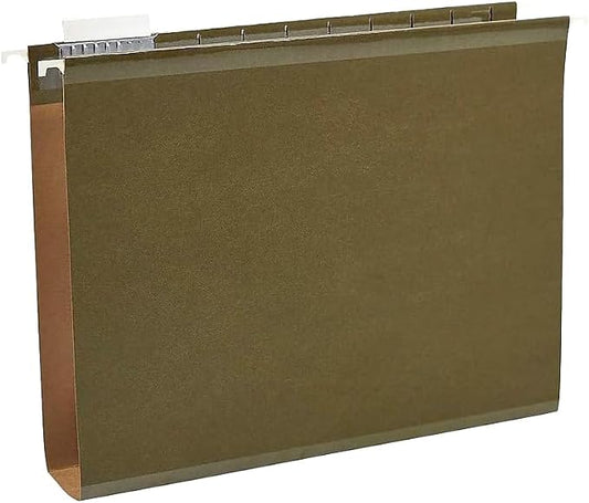Staples Reinforced Box Bottom Hanging File Folder, 2" Expansion, 1/5-Cut Tab, Letter Size, Standard Green, 25/Box by Staples