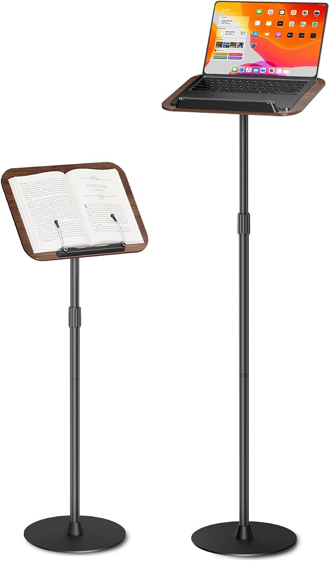 Adjustable Floor Book Stand & Book Holder for Reading, Laptop, and Tablet | Height Adjustable Standing Book Stand with Stable Base, Extendable Page Clips for Home, Office, Classroom by SupeDesk