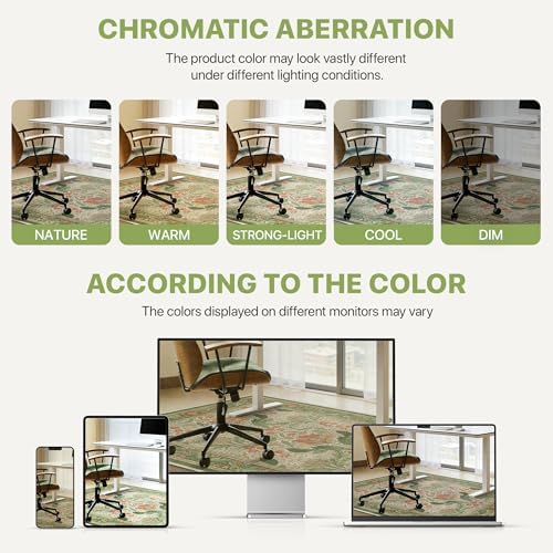 48"x60" Office Chair Mat for Hardwood Floor, Non-Slip Washable Sage Green - Image 6