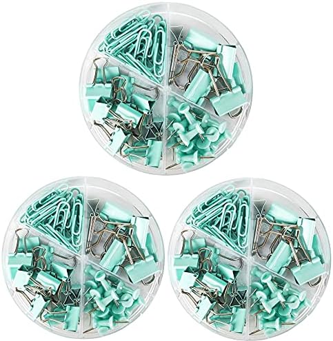 Paper Clips Binder Push Pin Set, Assorted Sized Binder Clips by CREECHWA