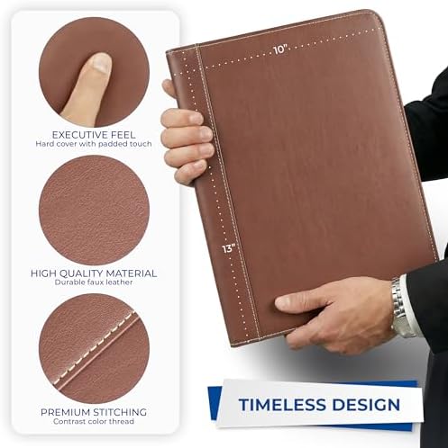 Samsill Contrast Stitch Leather Padfolio and Business Portfolio for Men and Women, Resume/Document Organizer with Writing Pad, Tan - Image 5