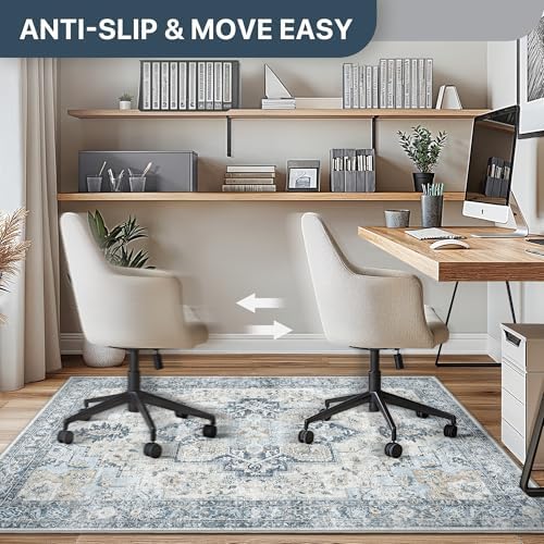 48"x72" Office Chair Mat for Hardwood Floor, Non-Slip Washable Blue - Image 5