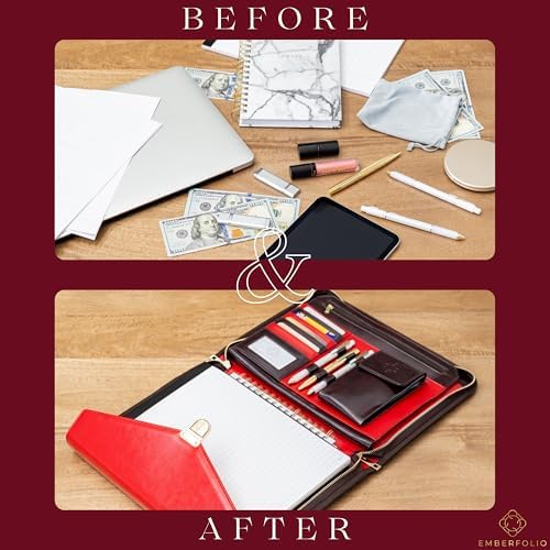 Business Portfolio- Premium Vegan PU Leather Padfolio with Durable Zipper & 13 inch Tablet Sleeve. Resume Folder for Interview & Documents Organizer. Gift Box & Pen Included - Image 6