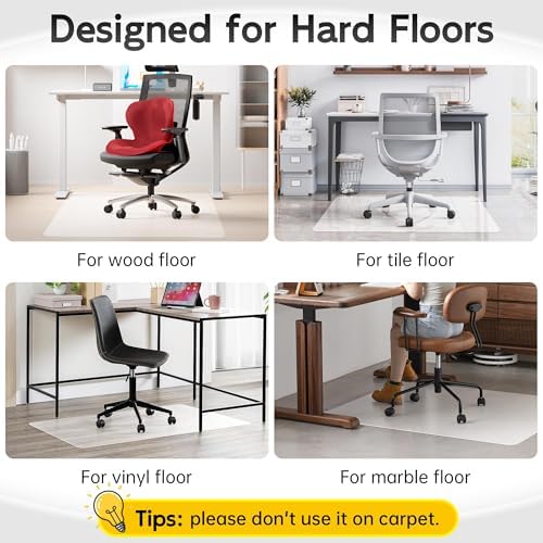 Office Chair Mat, 72" x 46" Clear Computer/Desk Chair Mat for Hardwood Floor, Thicker, Easy Glide, Non-Slip, Protects Hard Surfaces from Scratches, Ideal for Home or Office - Image 7