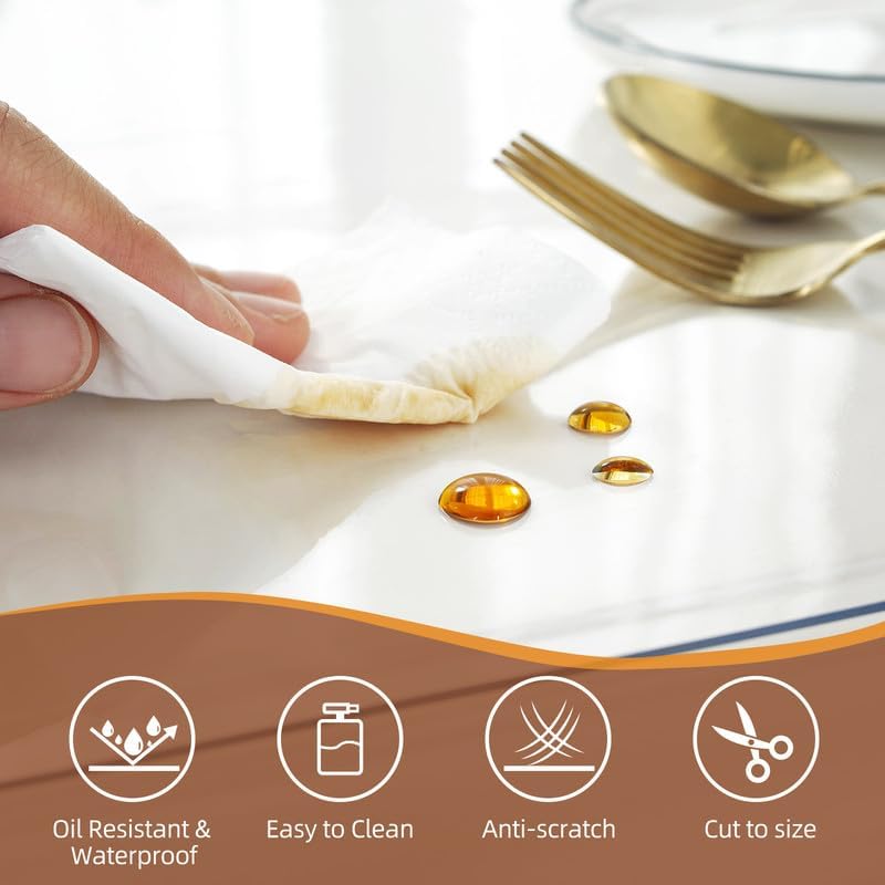 Warmstar Clear Table Cover Protector 40 x 78 Inch,1.5mm Thick Plastic Table Cover Rectangle,PVC Clear Table Protector,Desk Protector Mat for Kitchen, Dresser, Writing Desk，Dining Room Table - Image 3