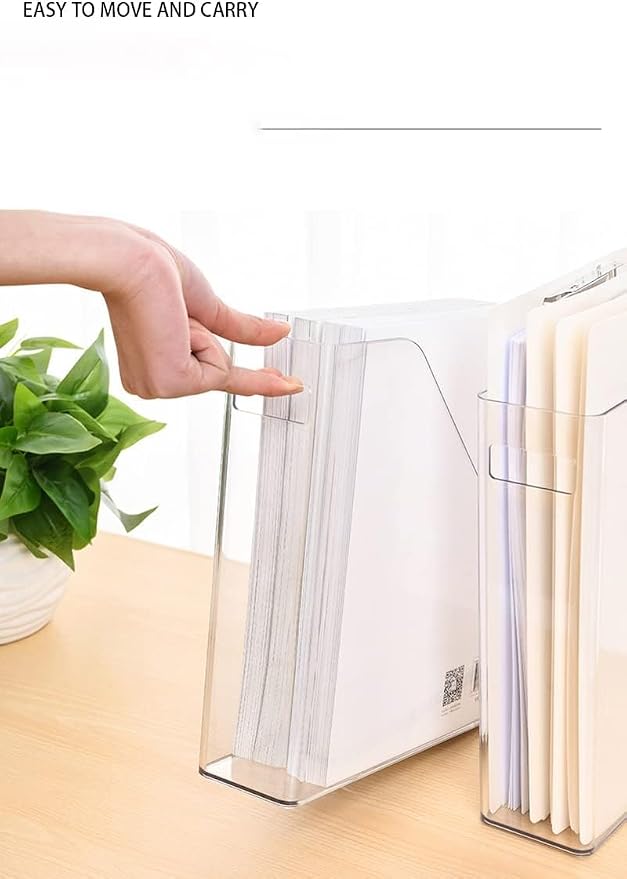 Magazine Holder, Clear Plastic Vertical File Magazine Organizer, Desktop File Magazine Book Storage Shelf for Office Desk (4PCS) - Image 4