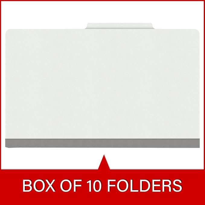 18 pt Heavy Duty Top Tab Color Folders, 2/5 Cut ROC Top Tab, Legal Size, 2 Dividers, White (Box of 10) - Image 6