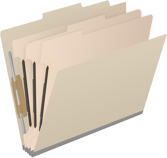 18 Pt. Manila Classification Folders, Full Cut Top Tab, Letter Size, 3 Dividers (Box of 10) - Image 2