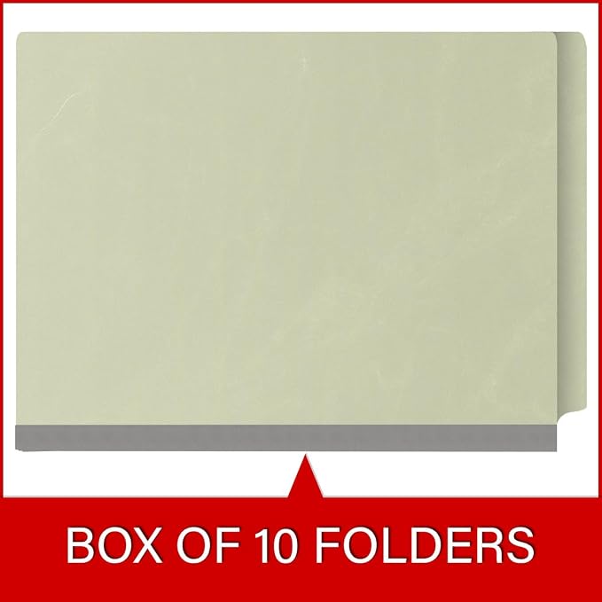 25 Pt. Pressboard Classification Folders, Full Cut End Tab, Letter Size, 1 Divider, Light Green (Box of 10) - Image 6
