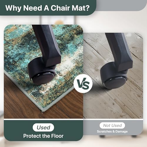 36"x48" Office Chair Mat for Hardwood Floor, Non-Slip Washable Teal Blue - Image 5