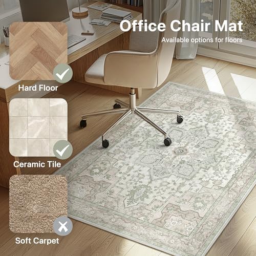 36"x48" Office Chair Mat for Hardwood Floor, Non-Slip Washable Mint - Image 3