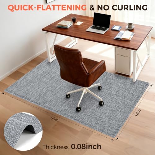 BAGAIL Office Chair Mat for Hardwood Floor, 48"x60" Heavy Duty Computer Chair Mat - Fast Flat & Smooth Glide - Non-Slip Desk Chair Floor Protector for Home Office - Black - Image 4