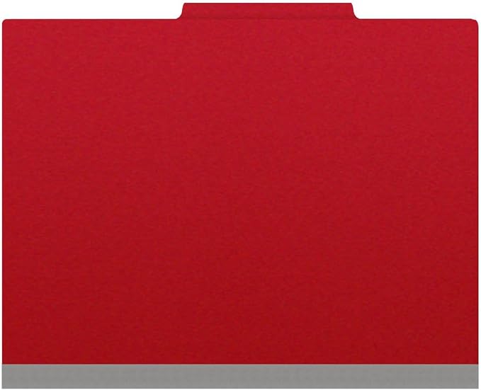 25 Pt. Pressboard Classification Folders, 2/5 Cut ROC Top Tab, Letter Size, 1 Divider, Deep Red (Box of 10) - Image 2