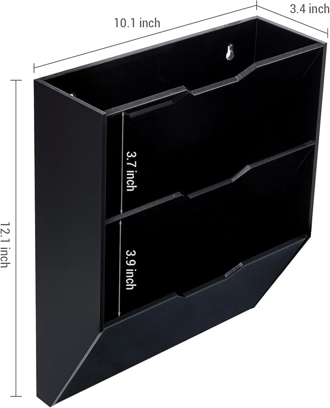 MyGift Wall Mounted 3 Tier Black Acrylic Letter Rack Mail Organizer, Office and Entryway Bills Postcards Brochure Holder Vertical Storage Rack - Image 5