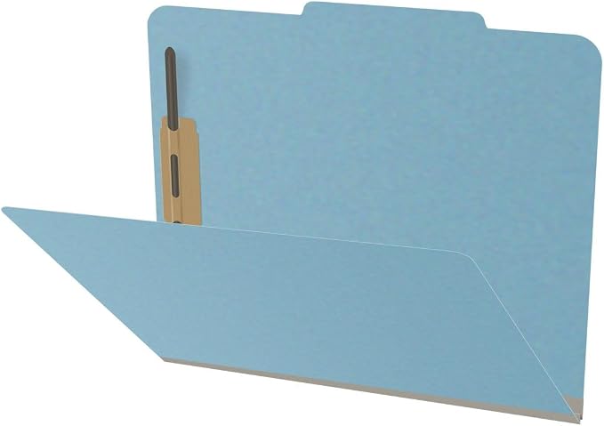 25 Pt. Pressboard Classification Folders, 2/5 Cut ROC Top Tab, Letter Size, No Dividers, Light Blue (Box of 25) by Ecom+Folders