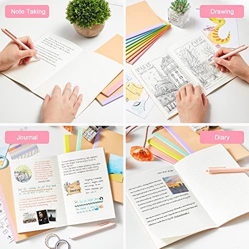 feela 16 Pack Composition Notebook Bulk, Kraft Cover Lined Blank College Ruled Travel Journals with Pastel Color Spine For Women Students Office, 60 Pages, 8.3”x 5.5”, A5, 8 Pastel Colors - Image 5