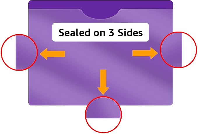 Purple Vinyl Pocket Folders, Doctor Stuff, Closed Sides, Letter Size, Clear Front Top Loading Job Jacket, Documents Holder for Office, High School and Medical Files, Pack of 25 - Image 3