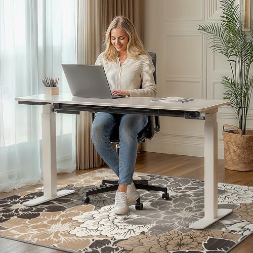 48"x60" Office Chair Mat for Hardwood Floor, Non-Slip Washable Grey Beige - Image 2