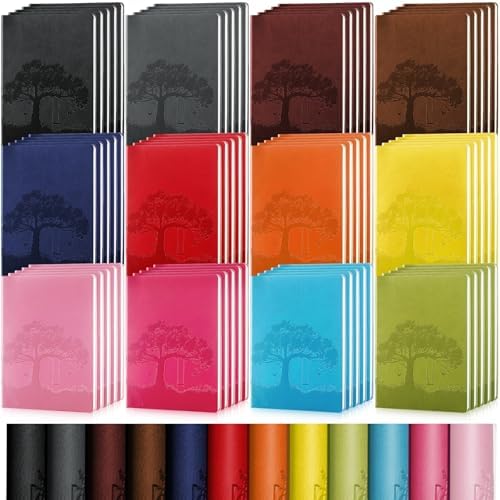 TaoBary 60 Pcs A5 PU Leather Journals Bulk Colorful Tree Journal Notebook Soft Leather Cover Lined Ruled Writing Notebook for Administrative Professionals Nurse Teacher Volunteer (Assorted Colors) by TaoBary