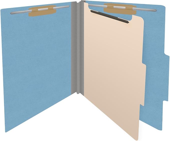 Heavy Duty End Tab Color Folders, 2/5 Cut ROC Top Tab, Letter Size, 1 Divider, Blue (Box of 10) - Image 4