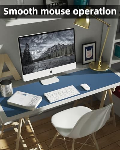 Desk mat Large, Leather Desk Pad Protector,Office Desk Mat,Mouse Pad, Non-Slip Desk Blotter, Laptop Desk Pad, Waterproof Desk Writing Pad for Office&Home (Grey Blue, 48" x 24") - Image 4