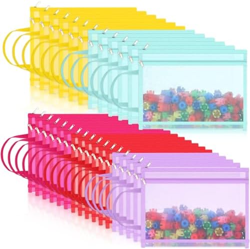 Marspark 30 Pack Bright Color Mesh Zipper Pouch Bags A4 Nylon Organizing Bags Breathable See Through Zipper Pouch with Handle for Office Games by Marspark