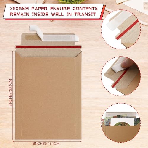 Fainne 400 Pieces 6x8 Rigid Photo Mailers, Cardboard Keep Flat - Image 3