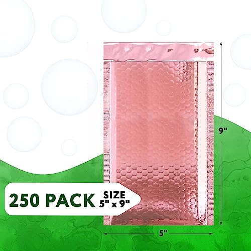 Metallic Bubble Mailers, Rose Gold Glossy Padded Envelopes 5 x 9 Inches, Cushion Bubble Shipping Bags, Self Seal Mailing Envelopes, Pack of 250 - Image 2