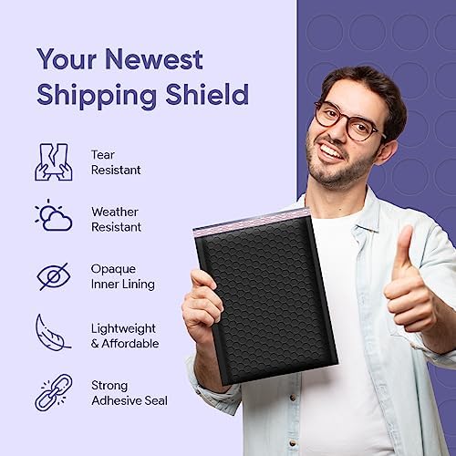 Black Bubble Mailers 6x10, Poly Padded Envelopes #0, 250 Pack Bulk - Image 4
