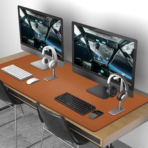ZORESYN Light Brown Desk Mat 55"x24" Extra Large PU Leather Desk Pad - Image 2