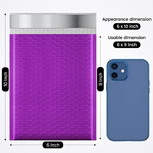 Fuxury Bubble Mailers 6x10 Inch 500 Pack Purple Padded Envelopes Bulk - Image 2