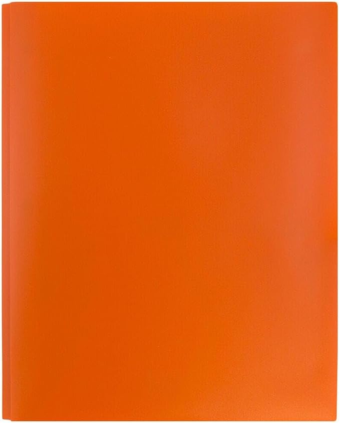 JAM PAPER Plastic 2 Pocket POP Folders - Durable School Folders with Metal Prongs Fastener Clasps - Orange - 12/Pack - Image 4
