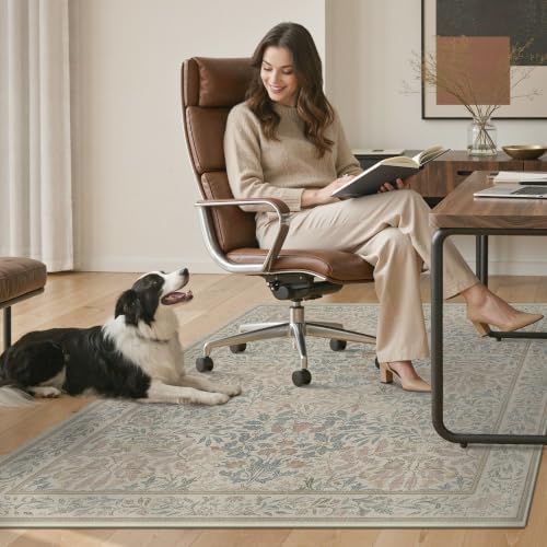 36"x48" Office Chair Mat for Hardwood Floor, Non-Slip Washable Beige Pink - Image 7