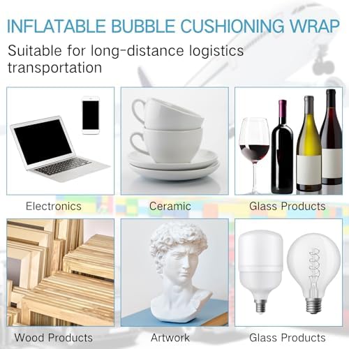 PerKoop 24"x85' Inflatable Air Pillows for Shipping Large Bubble Cushioning Wrap Packing with Pump Bubble Cushioning Wrap Roll with Fragile Stickers for Heavy Duty Moving Protection - Image 6