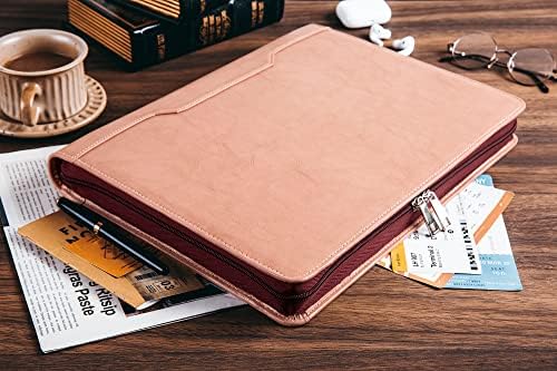 DUKE&COW Vegan Leather Portfolio Binder, 3 Ring Binder Padfolio for Women, Pink Folder, Handmade Oranizer, Personalized Resume Folder (Pink, Custom) - Image 6