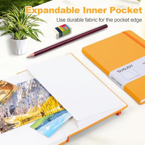 SUQJOY Lined Journal Notebooks, 160 Pages, 5.5x 8.2-Inch Journals for Women Men, Hardcover Notebook with 100 gsm Thick Paper, A5 Size College Ruled Notebook (Orange) - Image 4