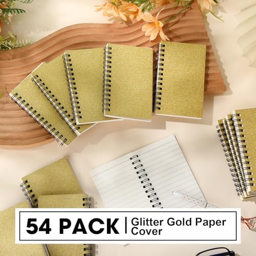 Jutom 54 Pcs Small Spiral Notebook Memo Pad 3x5, Glitter Gold - Image 3