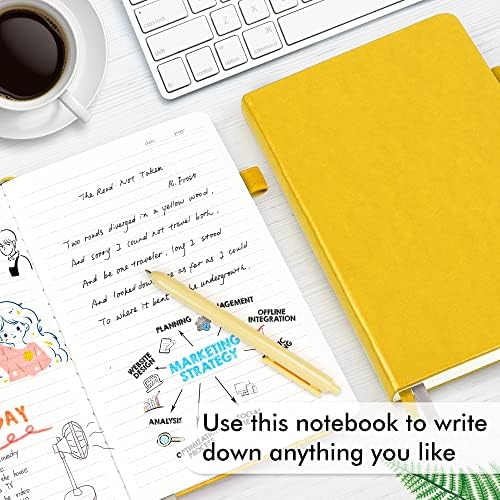 12 Pack Notebooks Journals Bulk with 12 Black Pens, Feela A5 Hardcover Notebook Classic Ruled Journal Set with Pen Holder for School Business Work Travel Writing, 120 GSM, 5.1”x8.3”, Yellow - Image 4