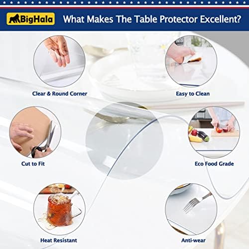 Clear Plastic Round Table Protector - 60" Wipeable PVC Tablecloth for Dining Table Top Cover - Image 3