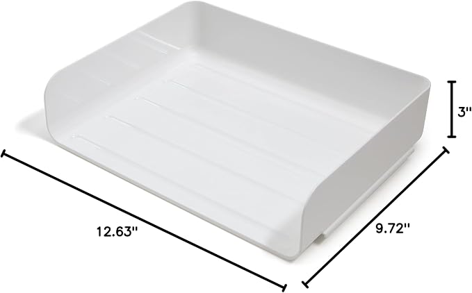 TRU RED Side‑Load Stackable Plastic Letter Tray, White – Desktop Paper Organizer for Office Files & Documents - Image 7
