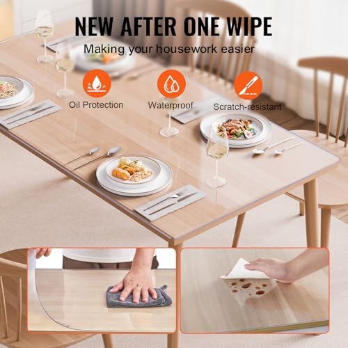 VEVOR Plastic Table Cover, 42 x 72 Inch 2.0 mm Thick Clear Rectangle PVC Desk Mat Protector, Waterproof & Easy Cleaning Desk Pad Tablecloth, for Office, Dresser, Dining Room, Night Stand - Image 4