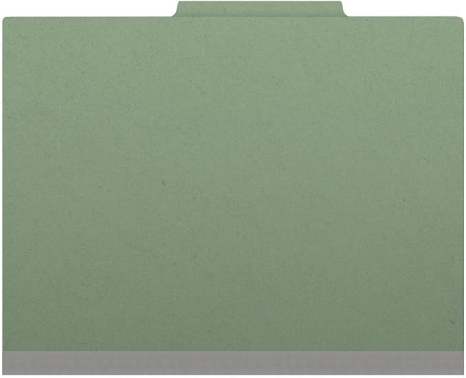 25 Pt. Pressboard Classification Folders, 2/5 Cut ROC Top Tab, Letter Size, 1 Pocket Divider, Green (Box of 10) - Image 2