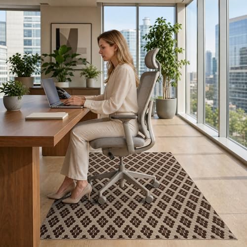 48"x60" Office Chair Mat for Hardwood Floor, Non-Slip Washable Brown Coffee - Image 3