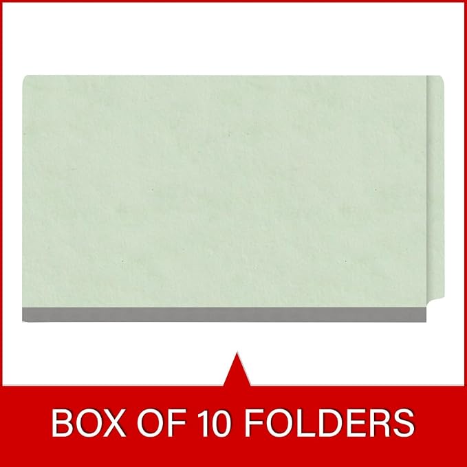 Ecom Folders Top Tab Pressboard Classification Folders | Legal Size 25 Pt Stock with 1 Divider | 2/5 Cut ROC Tab for Medical & Office Filing | 4 Filing Sections | Pale Green, Box of 10 - Image 6
