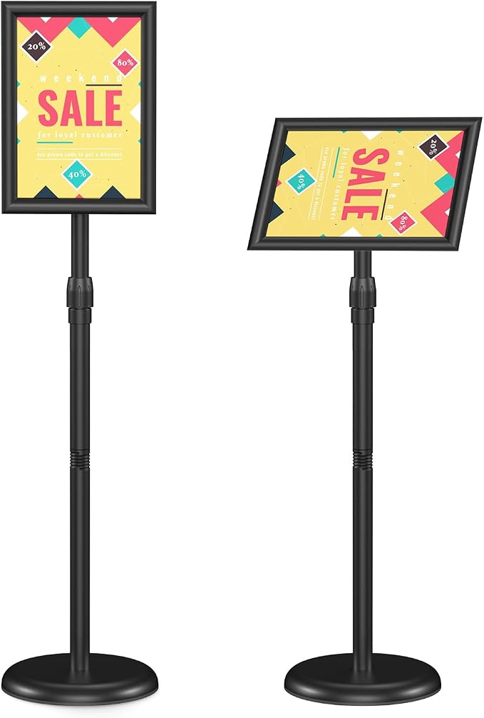 Relx Sign Holder Stand 8.5x11 inch - Adjustable Floor Standing Sign Holder - Signage Stand with Snap-Open Frame Display for Malls,Schools,Restaurants by Relx