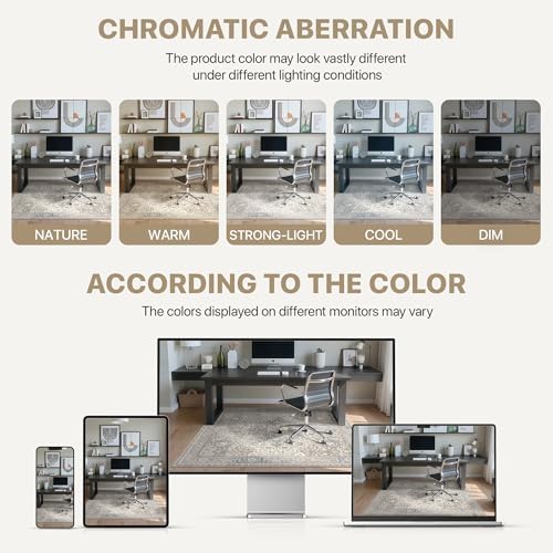 48"x60" Office Chair Mat for Hardwood Floor, Non-Slip Washable Khaki Blue - Image 6