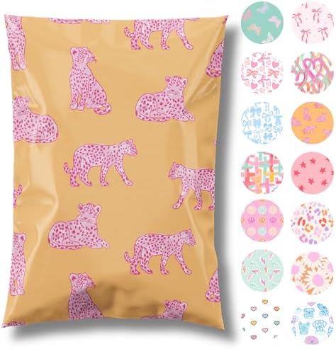 Pretty Package Store Poly Mailers 14.5x19, Pink Leopard, 100 Pack by PrettyPackageStore